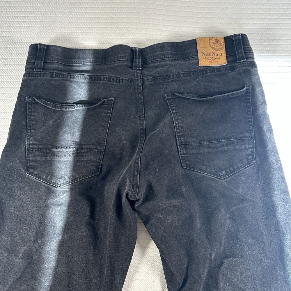 Nat Nast Men’s 36x32 Black Coated Jeans Straight Leg Denim Pants W36 L32 - Picture 10 of 13